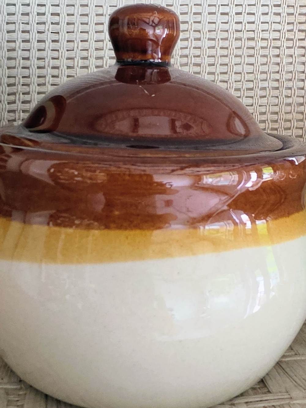 Classic Two-Tone Ceramic Canister in Brown and Cream